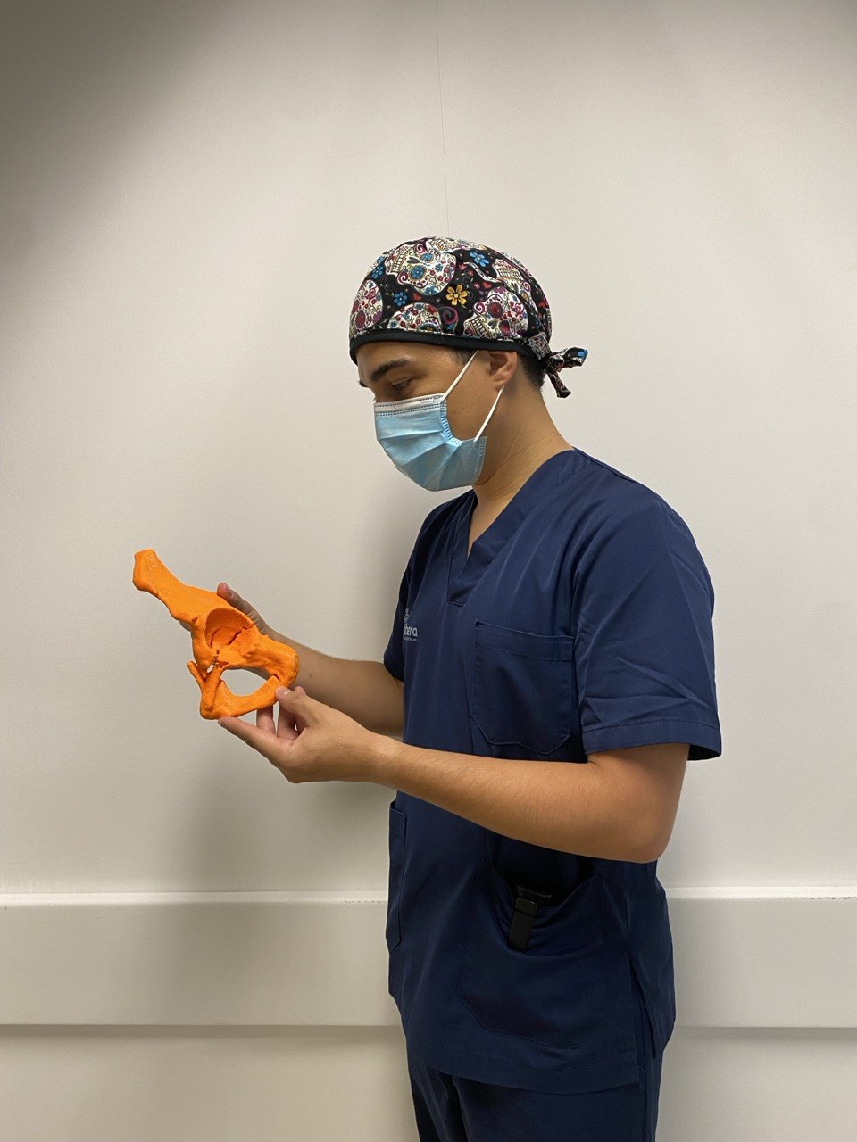 David Fernández-Fernández reviewing a three-dimensional pelvis model for hip replacement planning