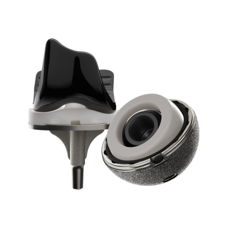 Smith+Nephew OXINIUM knee component — Official knee-component image using oxidized-zirconium bearing-surface technology; not a hip femoral head.